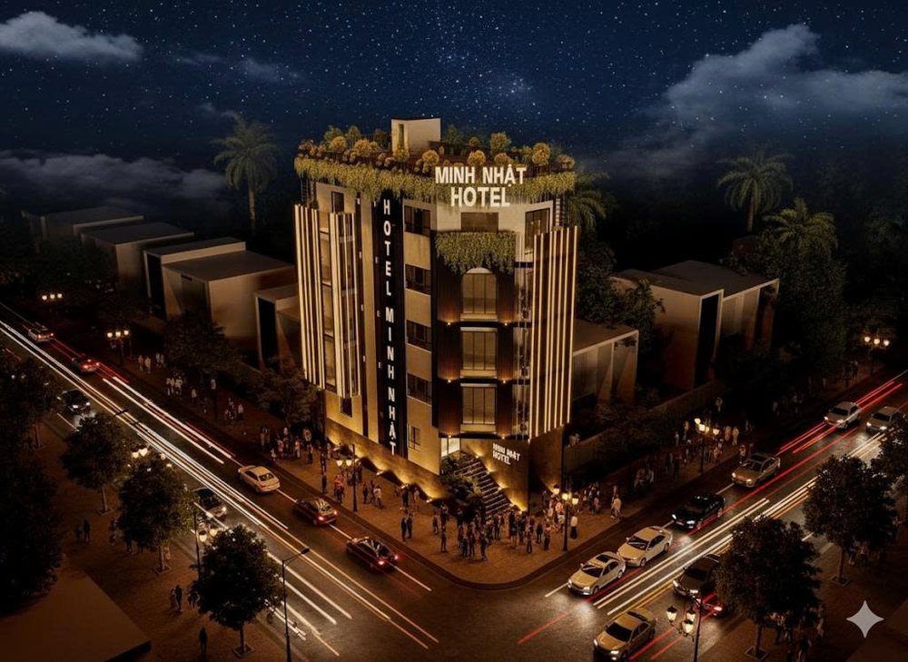 Thiết kế thi công khách sạn tình yêu Minh Nhật 1000m² nhìn từ trên cao