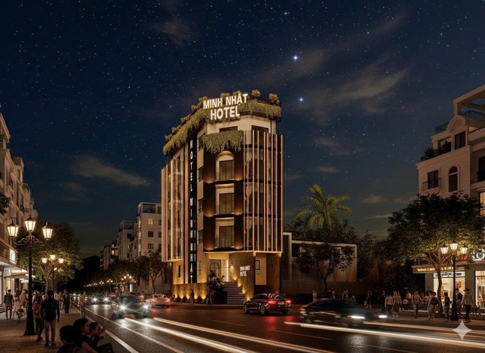 Dự Án Thiết Kế Thi Công Khách Sạn Tình Yêu Minh Nhật 1000m² – Phối Cảnh Phố Đêm 