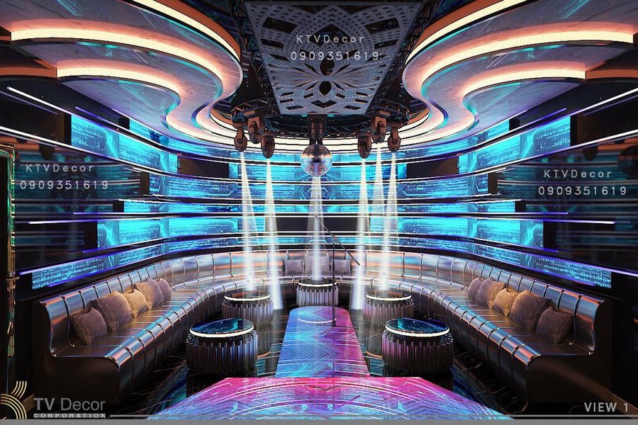 Thiết kế thi công karaoke tại TPHCM với sân khấu mini, ánh sáng LED sống động và không gian hiện đại.