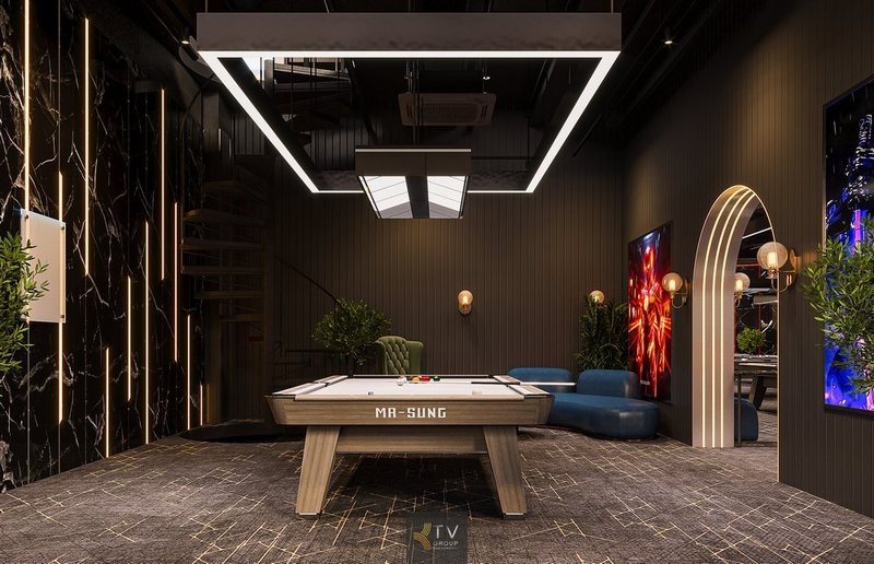 Thiết kế không gian tầng 2 CLB Bida – Lounge, khu VIP & khu trải nghiệm đẳng cấp 2