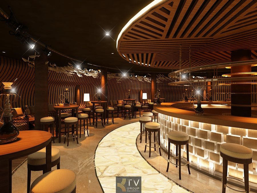 Thiết kế nội thất bar lounge club phong cách sang trọng hiện đại Không gian lounge club cao cấp với ánh sáng