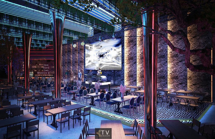 Không gian nhà hàng Garden sang trọng do KTV GROUP thiết kế thi công, kết hợp ánh sáng nghệ thuật và mảng xanh tự nhiên, tạo trải nghiệm ẩm thực độc đáo.