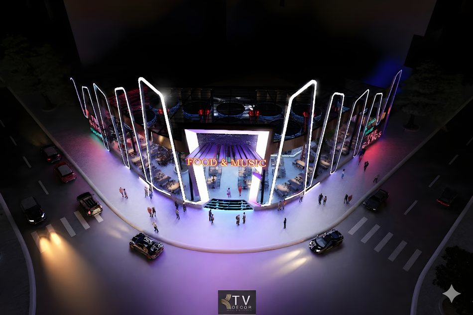 Thiết kế nhà hàng Food & Music Beer Garden phong cách hiện đại – âm thanh & ánh sáng mở ấn tượng 3