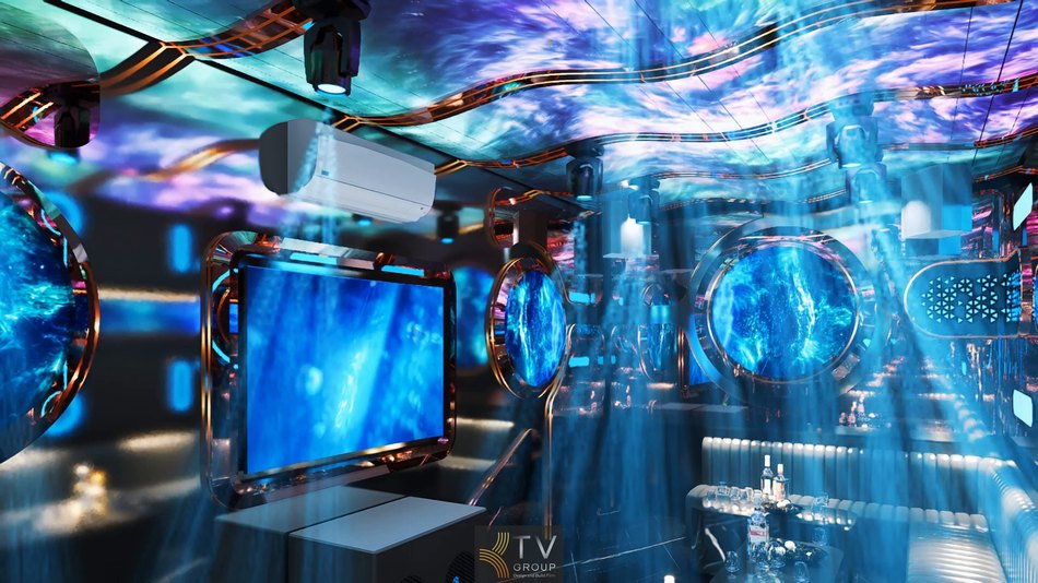 Thiết kế phòng karaoke phong cách LED hiện đại vũ trụ ánh sáng, hiệu ứng 3D sống động – KTV GROUP. 1