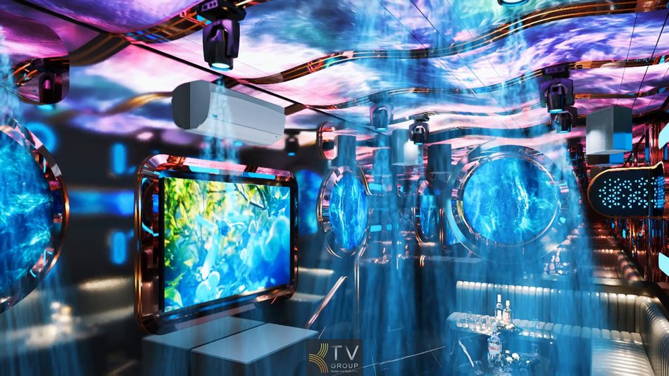 Thiết kế phòng karaoke phong cách LED hiện đại vũ trụ ánh sáng, hiệu ứng 3D sống động – KTV GROUP. 2