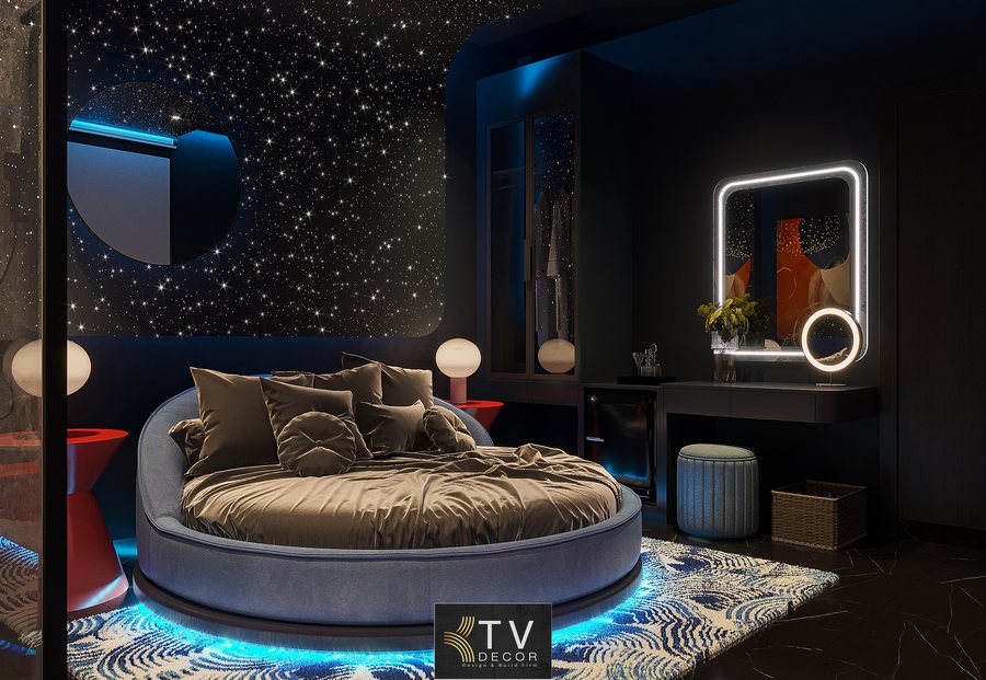 Không gian khách sạn cao cấp với giường đôi và ánh sáng nghệ thuật Mẫu phòng khách sạn tiêu chuẩn 4-5 sao sang trọng hiện đại