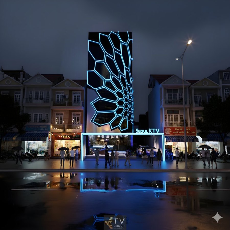 thiết kế karaoke tây ninh, thiết kế mặt tiền karaoke, thiết kế ngoại thất ktv, quảng cáo led karaoke, mặt tiền karaoke tổ ong, kiến trúc ánh sáng karaoke, thiết kế bảng hiệu karaoke, thiết kế karaoke hiện đại, thiết kế mặt đứng karaoke, thiết kế công trình nightlife