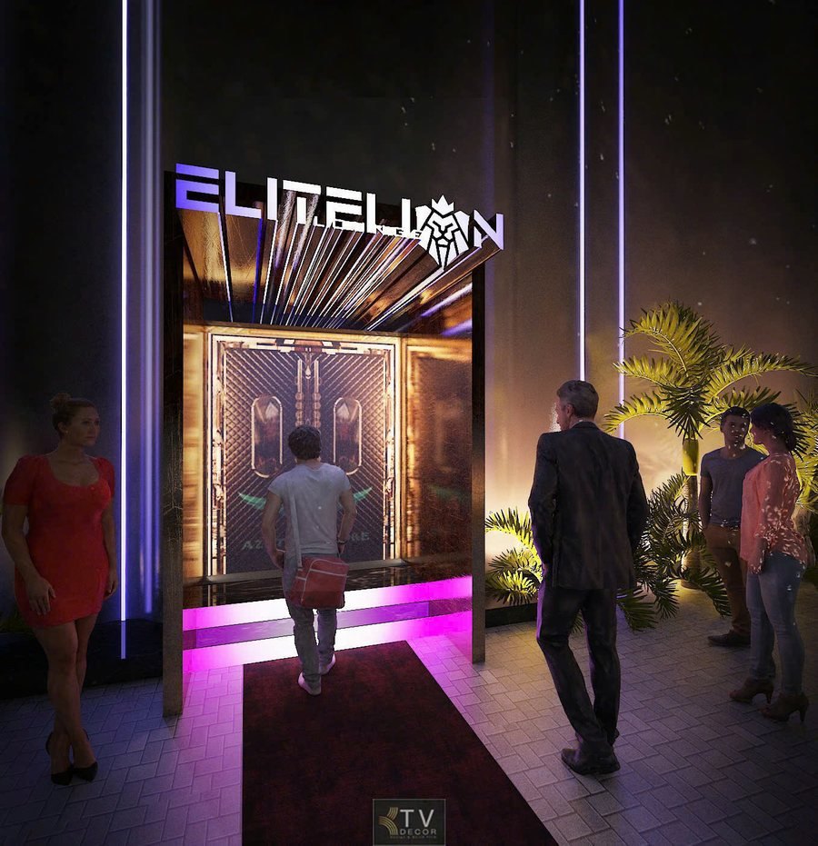 Mẫu Mặt Tiền Bar Lounge Sang Trọng Với Hệ Tường Cong Kết Hợp LED Ấn Tượng