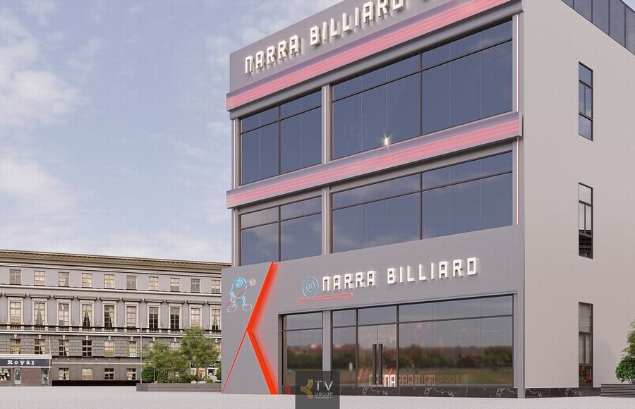 Hệ LED chạy ngang mặt tiền tòa nhà billiards Artwork bi-a trên tường trước Club Billiards