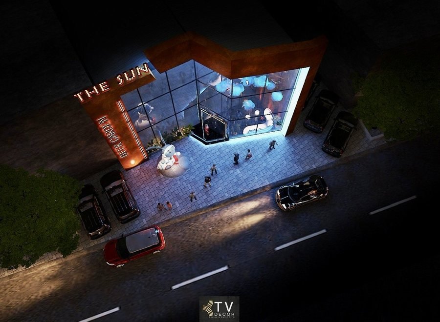 Thiết kế ngoại thất mặt tiền nhà hàng Beer Garden Bình Dương – The Sun Beer Garden hiện đại và ấn tượng