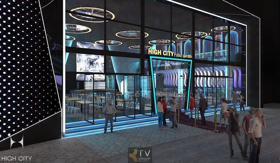 Thiết kế mặt tiền Beer Garden hiện đại, ánh sáng đẹp, kiến trúc sắc cạnh ấn tượng. Giải pháp thu hút giới trẻ & tăng nhận diện thương hiệu. 