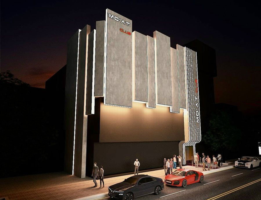 Mặt tiền Lounge – Nightlife được thiết kế với mảng khối mạnh mẽ, ánh sáng LED nổi bật, tạo nên công trình thu hút mọi ánh nhìn về đêm. Thiết kế ngoại thất hiện đại, sang trọng, tối ưu quảng cáo và nhận diện thương hiệu cho mô hình Lounge – Nightlife cao cấp.