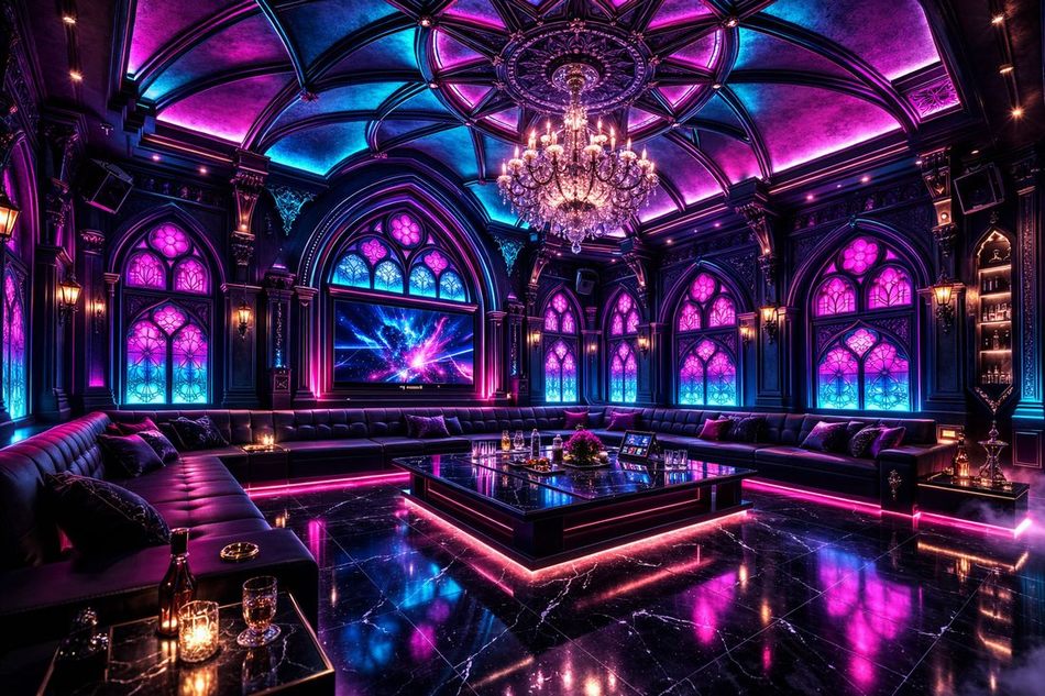Bộ sưu tập mẫu thiết kế phòng karaoke đẹp xu hướng 2026 Thiết kế karaoke sang trọng với hệ thống đèn nghệ thuật
