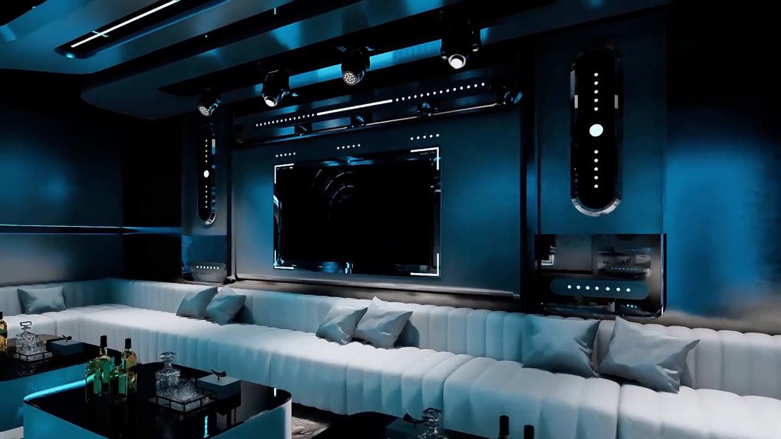 Phòng karaoke Luxury với ánh sáng LED nghệ thuật độc đáo. Thiết kế karaoke hiện đại tối ưu âm thanh và ánh sáng.