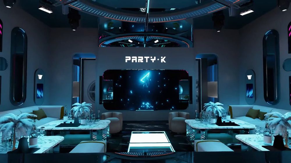 Mẫu thiết kế karaoke KTV China phong cách tương lai, nội thất sang trọng kết hợp ánh sáng LED thông minh tạo điểm nhấn. 