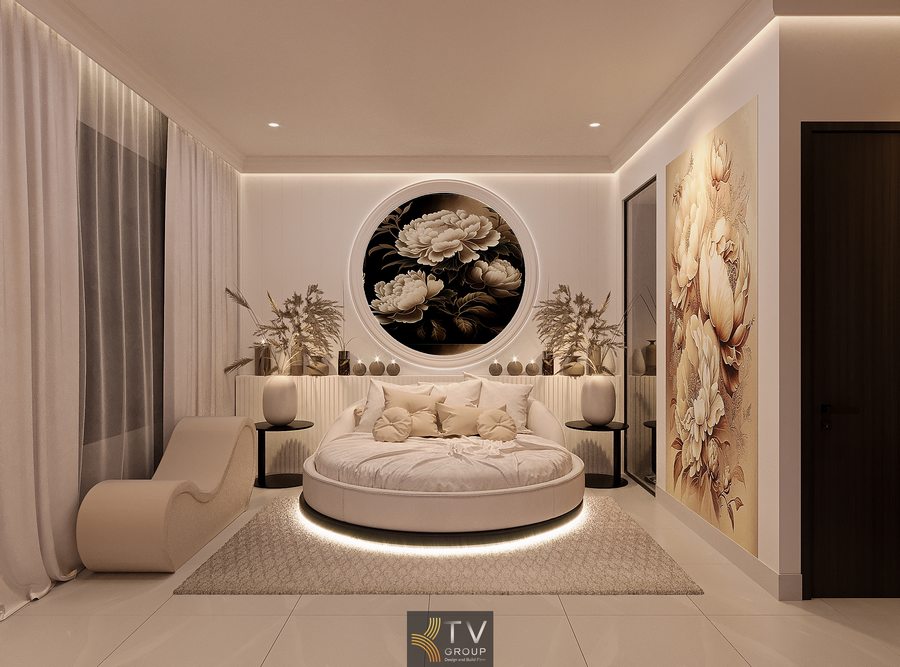 Thiết kế phòng khách sạn cao cấp với vật liệu nỉ mềm, ánh sáng LED âm trần và bố trí nội thất hợp lý Góc phòng khách sạn với bàn trang điểm, ghế đơn và ánh sáng nhẹ tạo cảm giác sang trọng và tiện nghi Phòng khách sạn hiện đại với thiết kế tinh giản, màu sắc trung tính và hệ ánh sáng tạo chiều sâu không gian