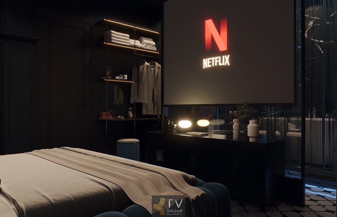 Phòng khách sạn phong cách luxury hiện đại sử dụng vật liệu cao cấp như kính đá kim loại kết hợp ánh sáng led tạo hiệu ứng thị giác nổi bật giúp không gian trở nên sang trọng tinh tế và phù hợp với xu hướng thiết kế mới 