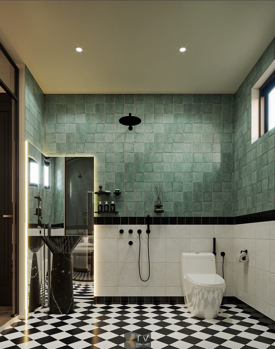 Phòng khách sạn thiết kế theo concept hiện đại với cửa sổ lớn, rèm hai lớp, ánh sáng dịu nhẹ và nội thất tinh giản giúp mở rộng không gian và nâng cao trải nghiệm người dùng.