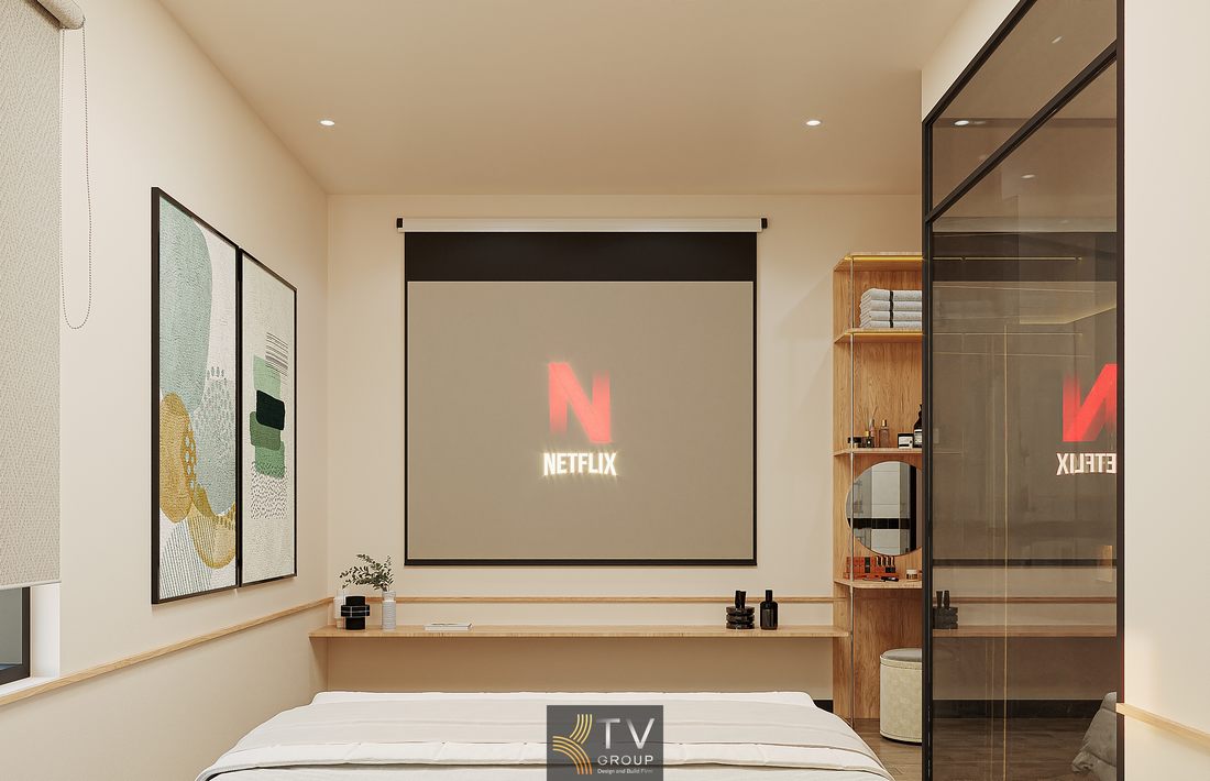 Không gian phòng nghỉ khách sạn với giường ngủ êm ái, hệ tủ mở và ánh sáng gián tiếp tạo điểm nhấn tinh tế Phòng khách sạn thiết kế tối ưu diện tích với bố cục mở, vách kính và nội thất thông minh nâng cao trải nghiệm sử dụng 