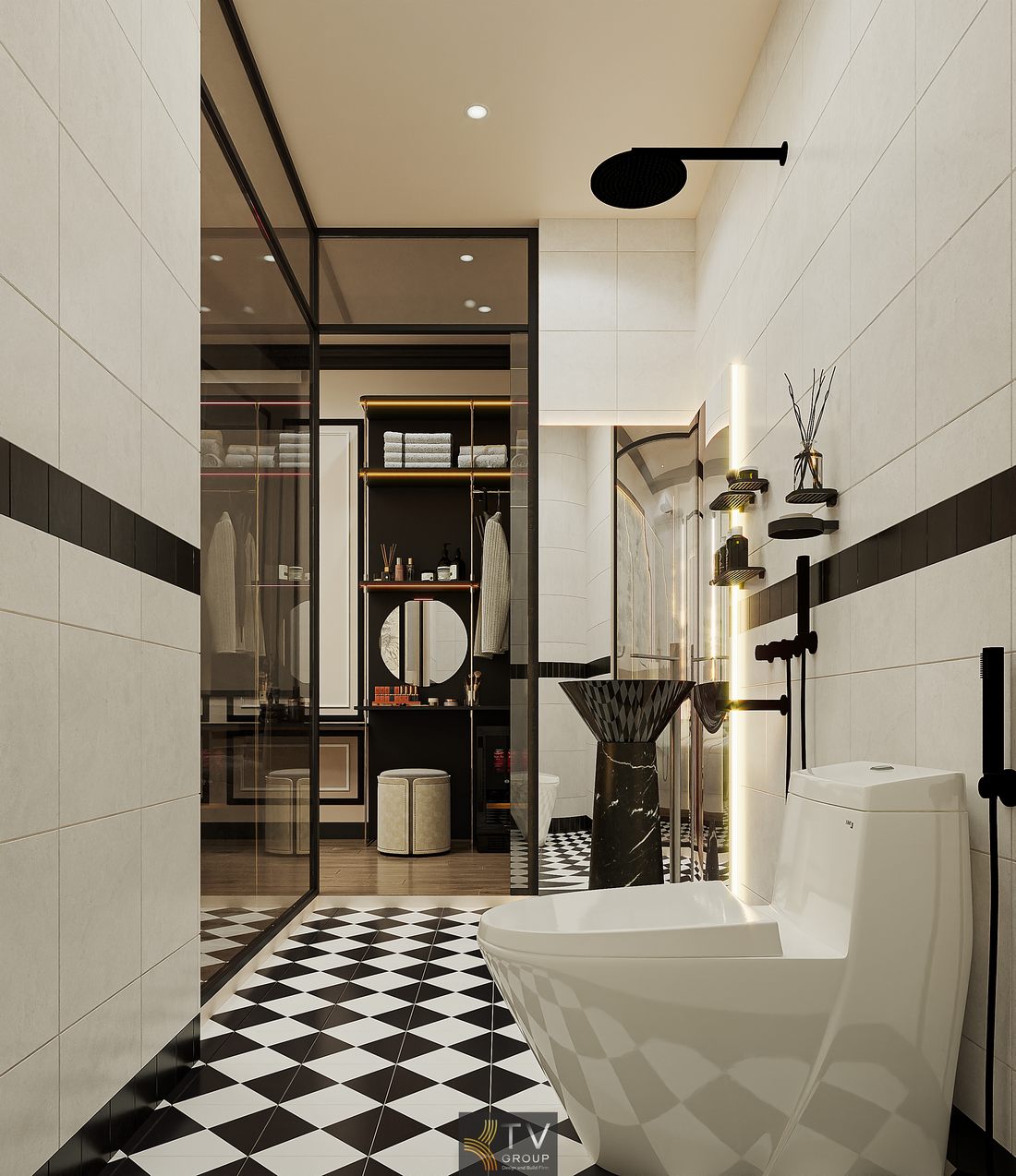 Phòng khách sạn diện tích vừa với thiết kế thông minh, kết hợp nội thất tinh gọn và ánh sáng giúp mở rộng không gian thị giác 