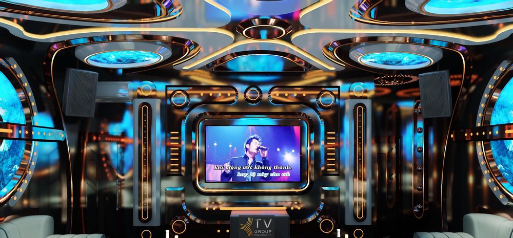 Thiết kế phòng karaoke VIP phong cách Vũ Trụ Galaxy Space, màn hình trung tâm hiện đại, ánh sáng LED 5D, nội thất cao cấp, tối ưu trải nghiệm giải trí và kinh doanh. 