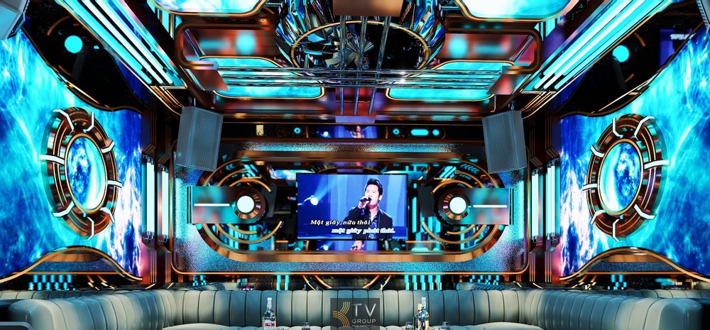 Thiết kế thi công phòng karaoke VIP phong cách Vũ Trụ LED 5D tại TP.HCM, không gian luxury công nghệ cao, trần LED chuyển động, ánh sáng đa tầng, âm thanh chuẩn kinh doanh, tạo trải nghiệm giải trí đẳng cấp, hút khách mạnh và tối ưu doanh thu cho mô hình KTV cao cấp. 