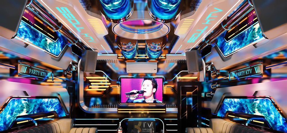 Phòng karaoke VIP Galaxy Luxury LED 5D nổi bật với thiết kế vũ trụ tương lai, LED 5D sống động, màn hình trung tâm cỡ lớn và nội thất sang trọng, tạo trải nghiệm giải trí cuốn hút, nâng tầm giá trị phòng và khả năng sinh lời cho mô hình KTV cao cấp. 