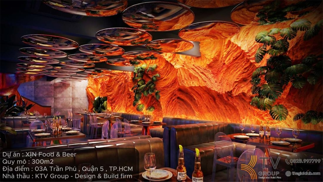 Dự án thiết kế thi công quán nhậu beer sai gòn cao cấp do KTV Group thực hiện
