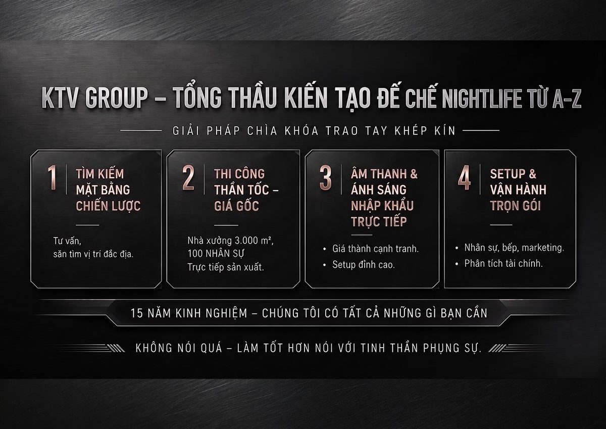 KTV Group tổng thầu thiết kế thi công Nightlife trọn gói Bar Club Lounge tại TP.HCM
