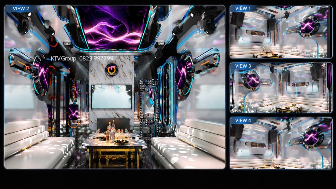 Thiết kế phòng VIP 01 dự án Happy 7 Bistro KTV tại TP.HCM với phong cách hiện đại, hệ thống LED nghệ thuật, nội thất cao cấp, không gian karaoke sang trọng và trải nghiệm giải trí đẳng cấp dành cho khách VIP.
