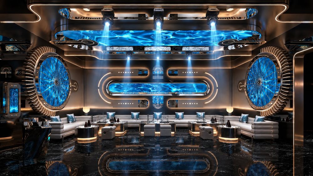 Thiết kế phòng Karaoke Luxury với gam màu xanh ánh kim và vật liệu hoàn thiện cao cấp.