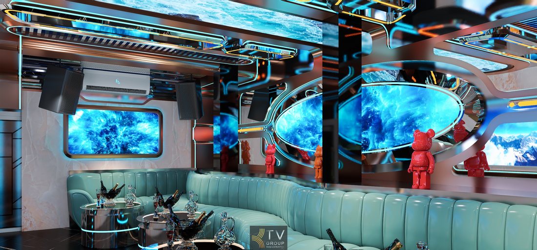 2. Mẫu phòng karaoke VIP Ocean Galaxy Full LED nổi bật với thiết kế thi công trọn gói, không gian công nghệ hiện đại, ánh sáng LED 5D sống động, phù hợp set up vận hành KTV cao cấp tại TP.HCM. 