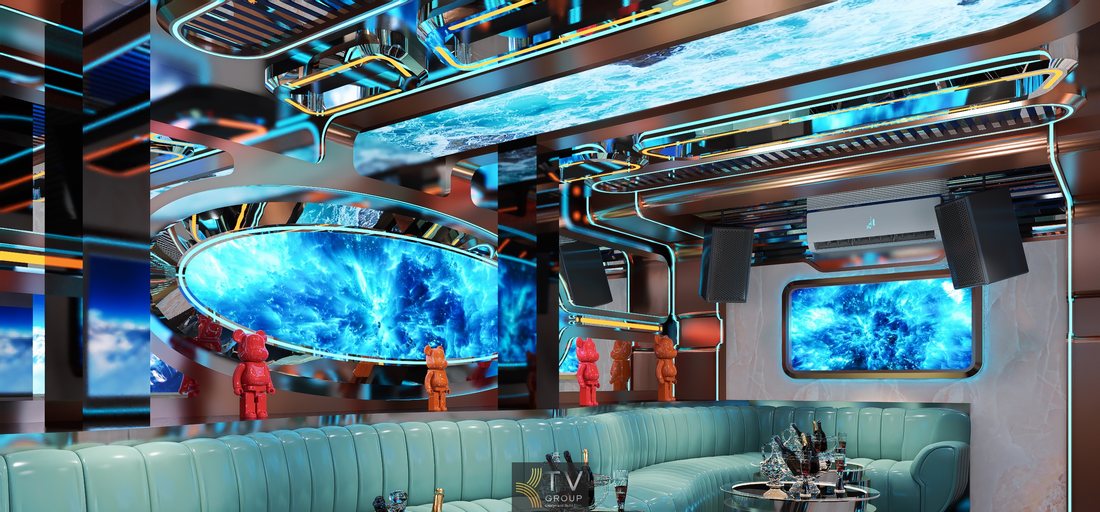 Thiết kế phòng karaoke VIP Ocean Galaxy Full LED tại TP.HCM mang đến trải nghiệm giải trí khác biệt, không gian công nghệ tương lai, LED toàn phòng, bố trí nội thất chuẩn công năng, dễ kinh doanh và sinh lời. 