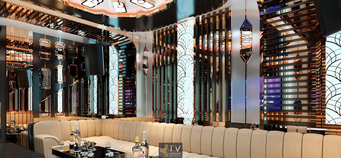 Mẫu phòng karaoke VIP Neo Luxury sử dụng ánh sáng LED nghệ thuật, nội thất sang trọng, tối ưu âm thanh và vận hành kinh doanh thực tế. 