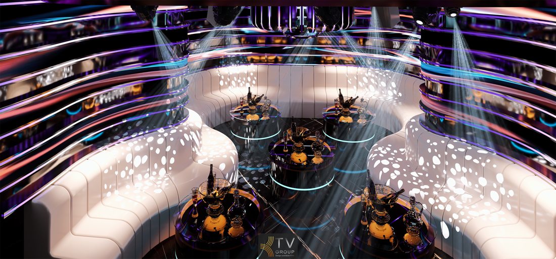 Thiết kế thi công phòng karaoke VIP Concept Future Wave LED phong cách hiện đại, ánh sáng nghệ thuật chuyển động, không gian sang trọng, chuẩn mô hình kinh doanh KTV cao cấp. 