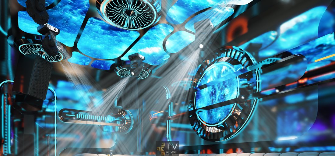 Phòng karaoke VIP Cyber Ocean Galaxy LED 5D cao cấp, thiết kế công nghệ tương lai, ánh sáng đa tầng, không gian giải trí sang trọng, ấn tượng mạnh. 