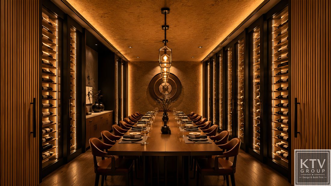 Thiết kế phòng VIP nhà hàng kết hợp hầm rượu tại TP.HCM Thi công phòng VIP nhà hàng phong cách Wine Cellar Luxury Nội thất phòng VIP nhà hàng với hệ tủ rượu cao cấp Mẫu phòng VIP Fine Dining sang trọng tại TP.HCM Thiết kế phòng ăn VIP nhà hàng bàn gỗ nguyên khối đẹp Không gian phòng VIP nhà hàng tiếp khách doanh nhân Thi công nội thất phòng VIP nhà hàng ánh sáng vàng ấm Mẫu phòng VIP nhà hàng cao cấp kết hợp tủ trưng bày rượu Thiết kế phòng VIP nhà hàng tối ưu công năng ăn uống và tiếp khách Nội thất phòng VIP nhà hàng Luxury thi công trọn gói bởi KTV GROUP