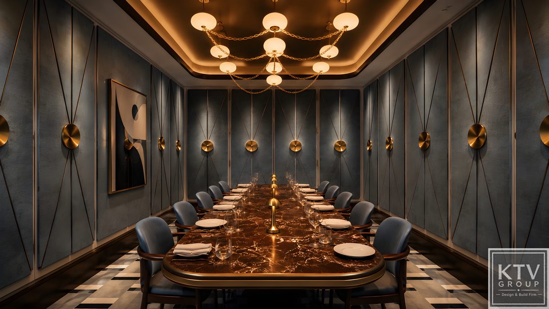 Thiết kế thi công phòng VIP nhà hàng Modern Luxury tại TPHCM Nội thất phòng VIP nhà hàng bàn đá marble cao cấp Phòng ăn VIP nhà hàng sang trọng phong cách Modern Luxury Thi công phòng VIP nhà hàng đẹp với tường bọc da cao cấp Thiết kế phòng VIP nhà hàng tiếp khách doanh nghiệp tại TPHCM Nội thất phòng VIP nhà hàng ánh sáng vàng sang trọng Phòng VIP nhà hàng kết hợp ăn uống và karaoke cao cấp Mẫu phòng VIP nhà hàng Fine Dining hiện đại đẹp Thi công nội thất phòng VIP nhà hàng đẳng cấp TPHCM Không gian phòng VIP nhà hàng cao cấp do KTV GROUP thiết kế
