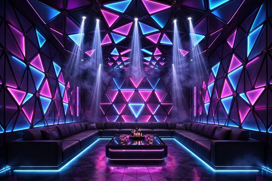 Thiết kế thi công karaoke trọn gói tại Bảo Lộc với không gian LED hình học hiện đại, ánh sáng đổi màu theo nhạc, nội thất sofa cao cấp, hỗ trợ PCCC và setup vận hành A-Z cho mô hình KTV chuyên nghiệp. 