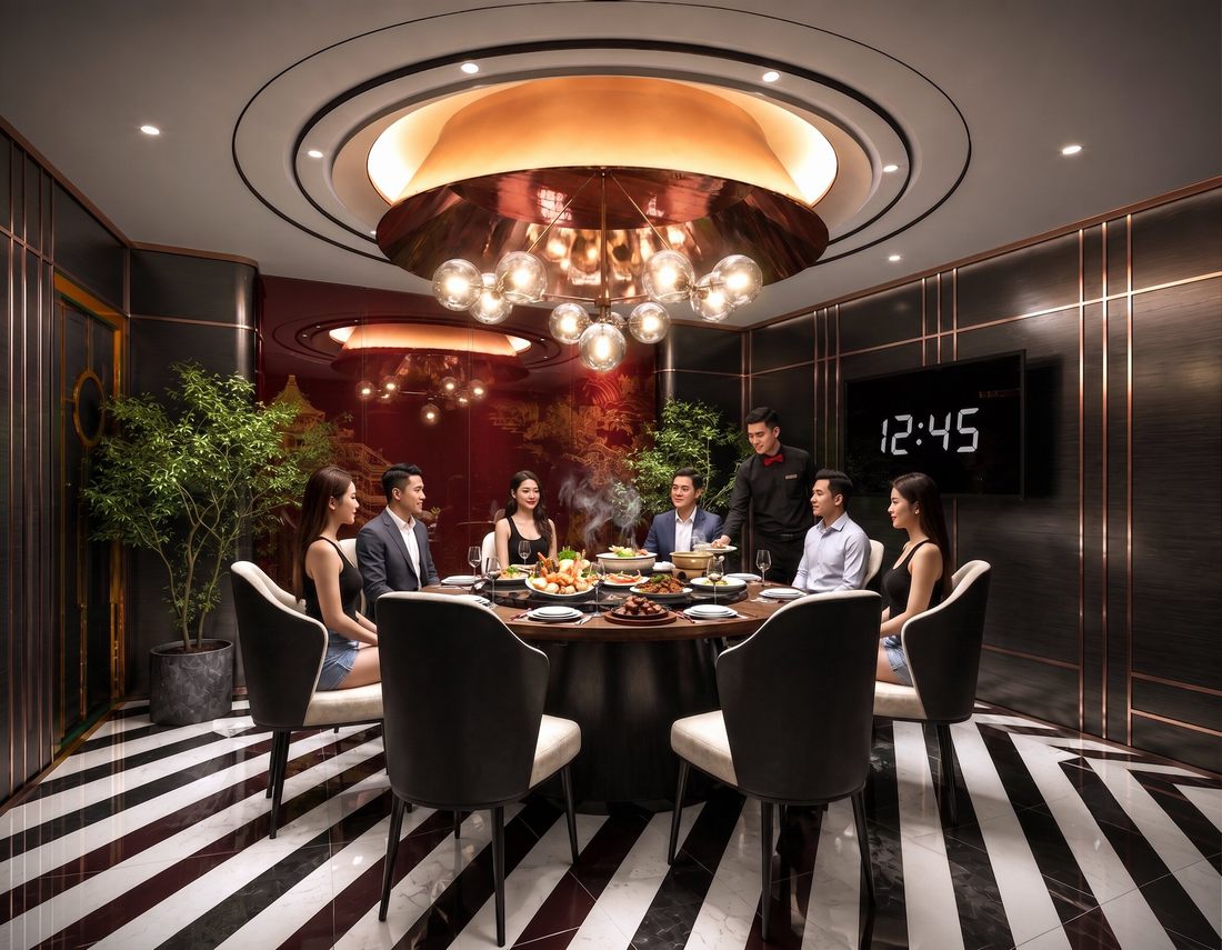 Thiết kế phòng ăn VIP nhà hàng kết hợp phong cách Á Đông
