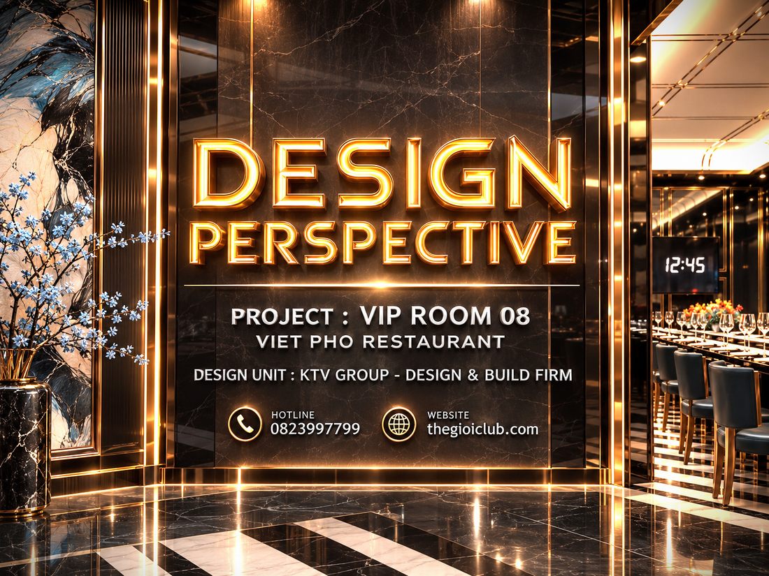 Phối cảnh thiết kế phòng VIP 08 Viet Pho Restaurant do KTV GROUP thực hiện theo phong cách Modern Luxury cao cấp