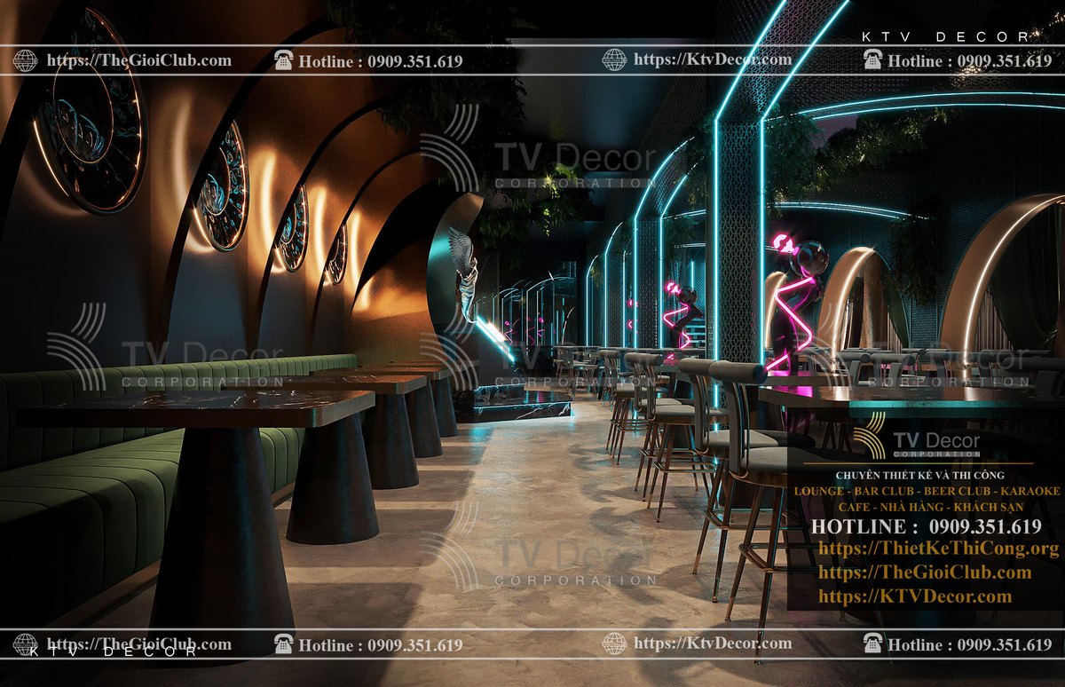 Thiết kế nội thất nhà hàng theo phong cách giải trí Lounge 23