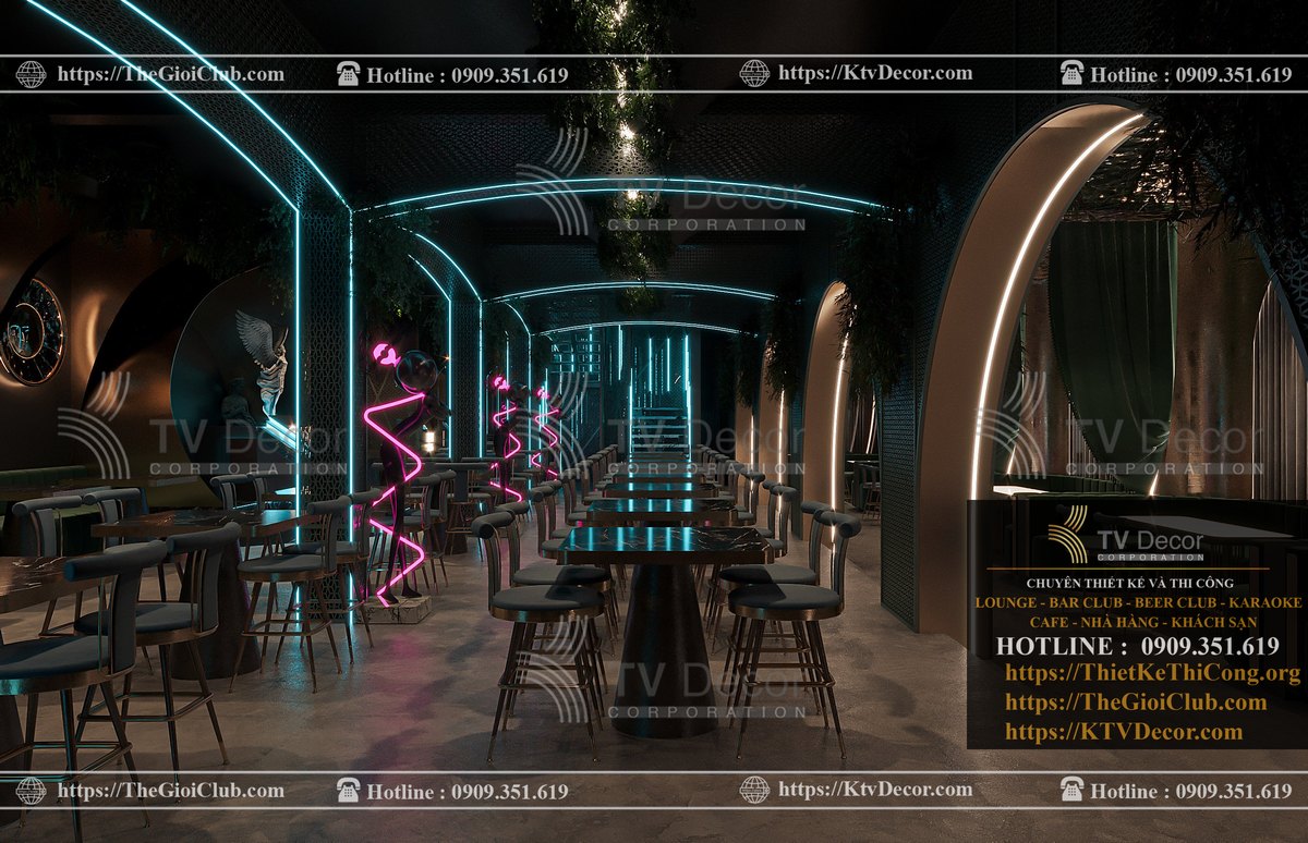 Thiết kế nội thất nhà hàng theo phong cách giải trí Lounge 13