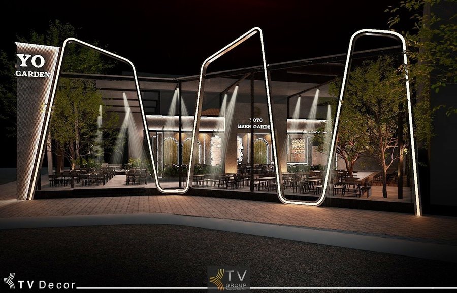 Dự án YOYO Garden tại Hồ Con Rùa được thiết kế theo phong cách Beer Garden hiện đại với không gian mở, mang đến trải nghiệm thư giãn và giao lưu lý tưởng cho giới trẻ. Kiến trúc nổi bật với hệ khung ánh sáng uốn lượn độc đáo, tạo điểm nhấn mạnh mẽ về nhận diện và thu hút khách ngay từ phía ngoài. Nội – ngoại thất được bố trí khoa học, vật liệu bền vững, kết hợp cùng hệ thống âm thanh – ánh sáng chuyên nghiệp giúp không gian luôn sôi động và cuốn hút. Đây là mô hình Beer Garden điển hình cho xu hướng mới tại trung tâm TP.HCM. 