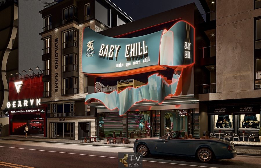 Thiết kế Lounge Beer Garden phong cách neon hiện đại với ánh sáng nghệ thuật và không gian giải trí chuẩn F&B 2026 