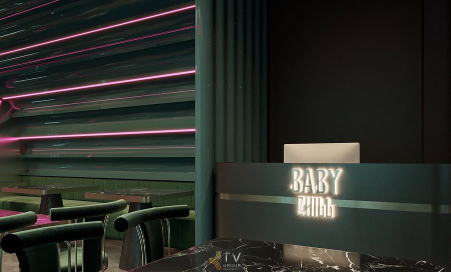 Khu bàn high-chair bố trí dọc lối di chuyển tối ưu phục vụ nhanh và linh hoạt theo vận hành  Thiết kế vòm trang trí kết hợp LED line tạo hiệu ứng không gian mạnh cho mô hình Beer Garden 