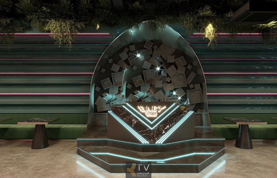 Không gian sống ảo Lounge Beer Garden được thiết kế đồng bộ màu sắc hút khách trẻ  Thi công ánh sáng nghệ thuật cho Lounge Beer Garden theo tiêu chuẩn bar club hiện đại 