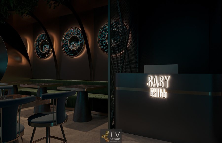 Thiết kế lounge kết hợp Beer Garden hướng đến trải nghiệm thị giác mạnh mẽ, sử dụng ánh sáng neon và vật liệu bền giúp tối ưu chi phí đầu tư.  Thi công nội thất nhà hàng phong cách đêm với trần trang trí ánh sáng LED, mang lại trải nghiệm sang trọng, hiện đại và thu hút khách hàng trẻ. 