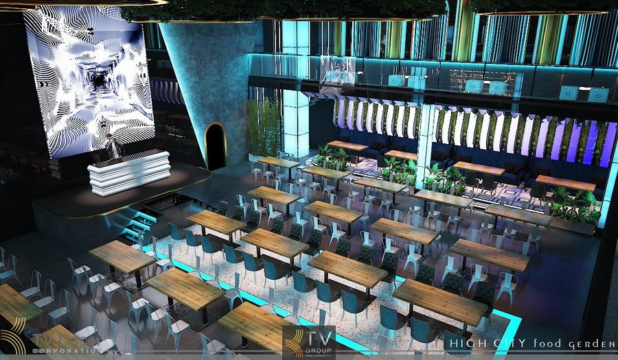 Thiết Kế Thi Công Nhà Hàng Beer Food Garden Hiện Đại – Sân Khấu LED Ấn Tượng Thu Hút Khách 