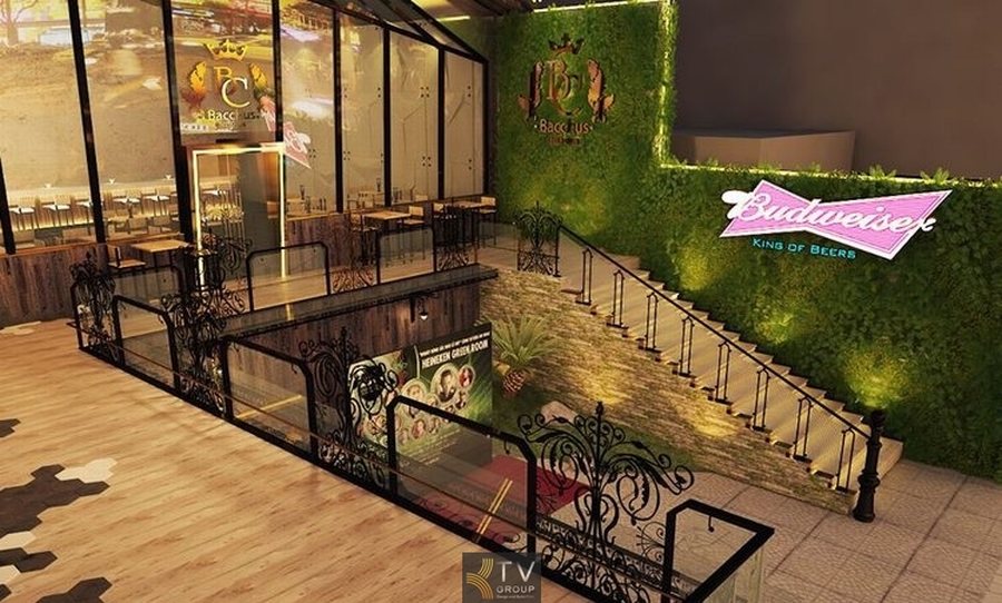 Dự án Beer Garden sử dụng nội thất gỗ – sắt đơn giản nhưng tinh tế, phù hợp mô hình kinh doanh tối ưu chi phí và thu hút khách.